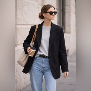 Krizia Trends Black Wool Blazer Made in Italy Tailored Classic L